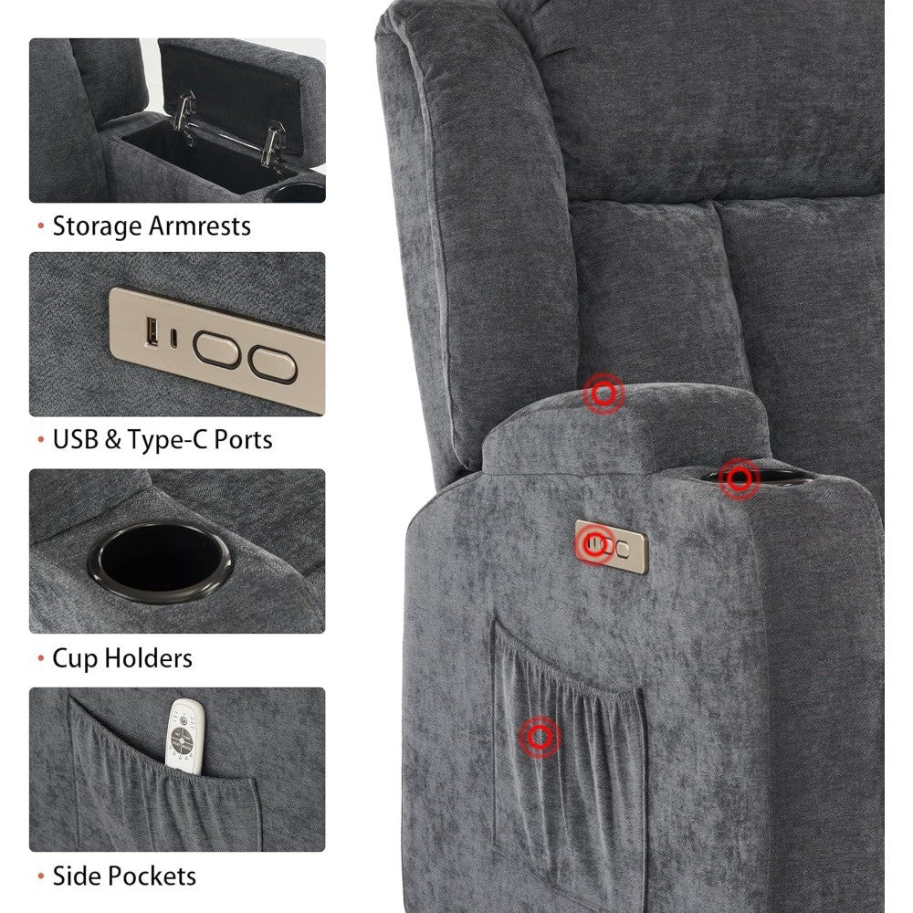Power Lift Recliner Chair for Elderly with Massage and Heat, Recliner Chairs for Adults, Upgraded Fabric Reclining Sofa Chair wi