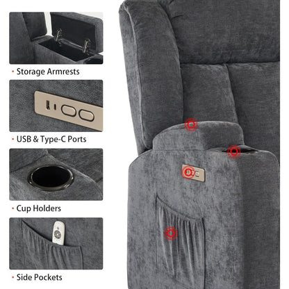 Power Lift Recliner Chair for Elderly with Massage and Heat, Recliner Chairs for Adults, Upgraded Fabric Reclining Sofa Chair wi