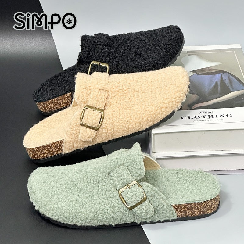 New Fall Winter Women And Men's Slippers With Plush Upper Indoor Outdoor Casual Sandals