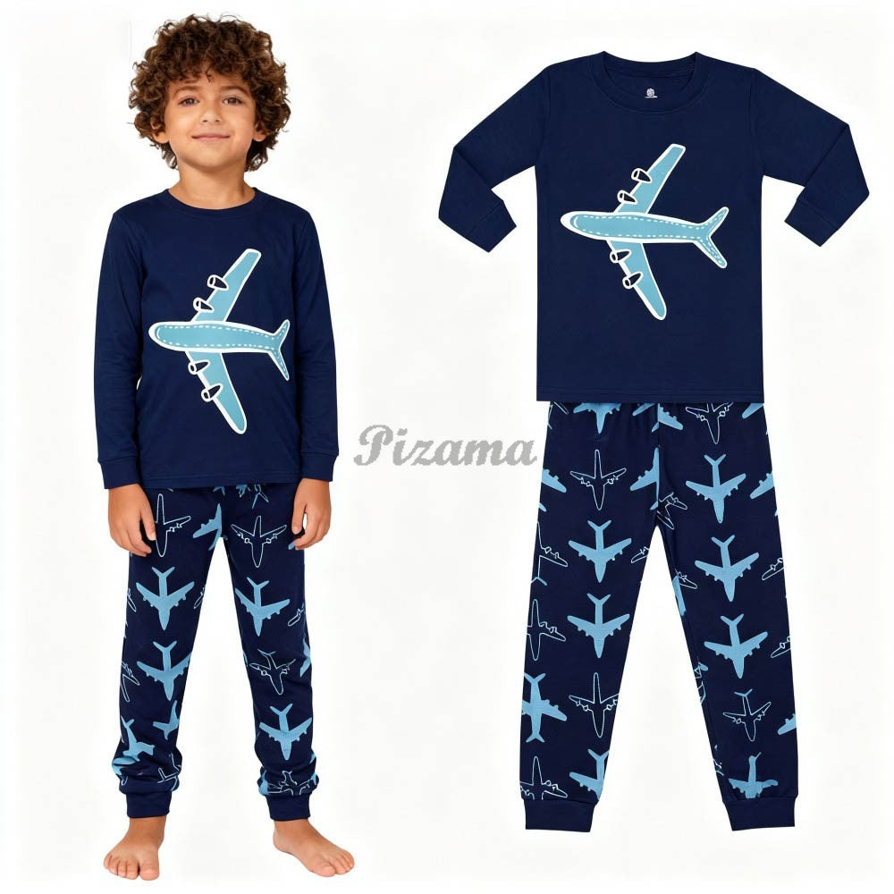 100 Cotton Girls Pajamas Sets Bunny Airplane Castle Animal Cartoon Kids Pyjamas Boys Pijamas Infantil Xmas Children Sleepwear