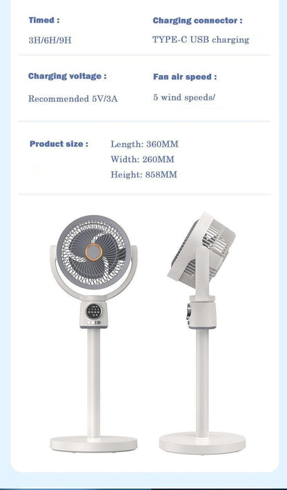 USB Charge-in Use Air Circulation Fan Household Electric Fan Turbine Silent Convection Floor Fan Timing, Operated Mini Fan