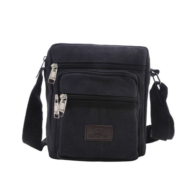 Multifunctional Men's Shoulder Bag Flap Solid Color Casual Messenger Canvas Travel Male Crossbody Bags