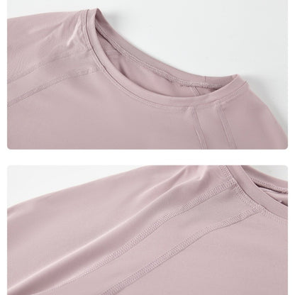 DRUR Women Long Sleeve Yoga Shirt Quick Dry Breathable Workout Top O-Neck Lightweight Pilates Running Tee Activewear Gym Clothes