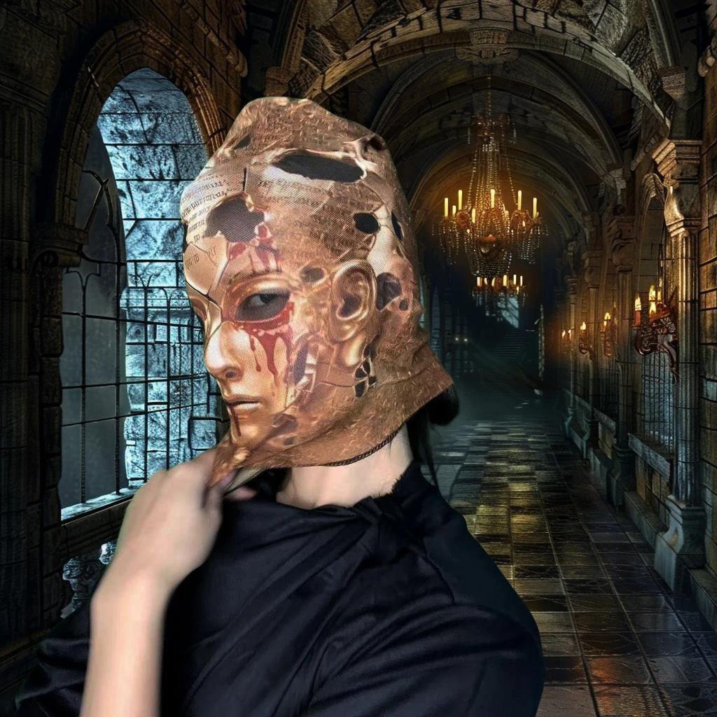 3D Digital Print Mask Creative Horror Cosplay Headscarf Halloween Party Hip Hop Headwear