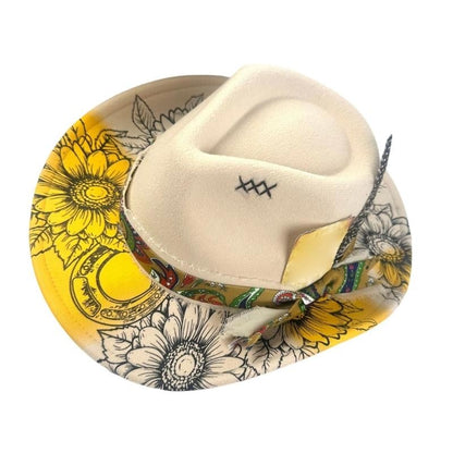 P9FE Western styles Felts Cowgirls Hat With Ribbon Trim And Detail For Outdoor Event Casual Wear