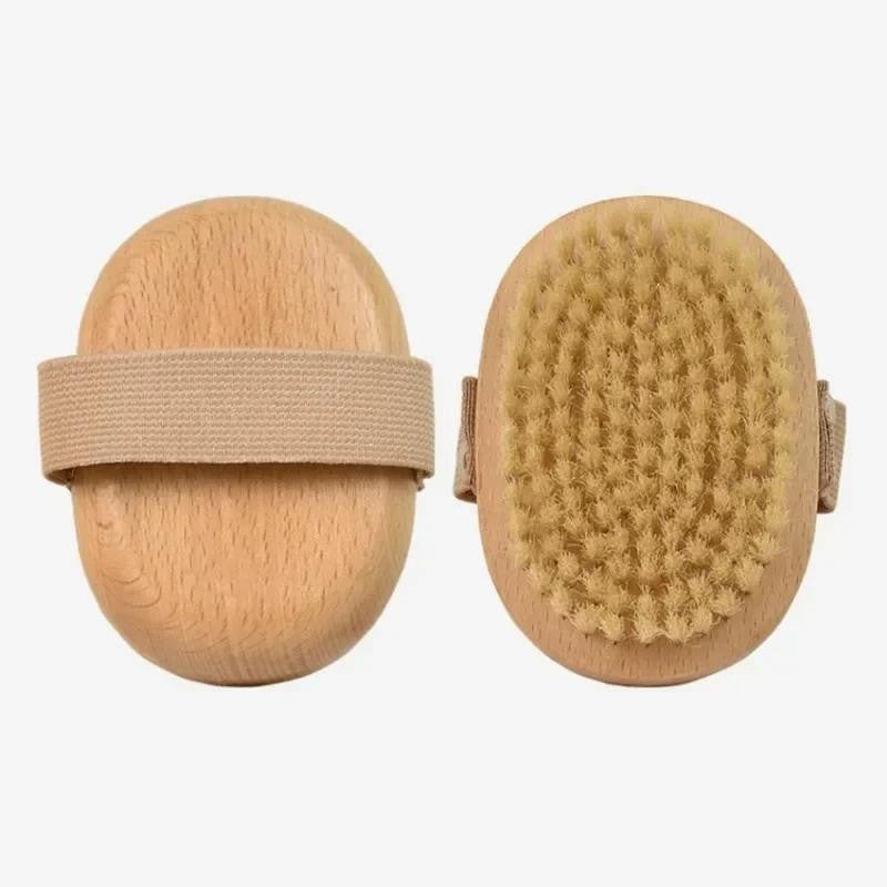 Natural Bristle Brush Soft Wet Dry Skin Body SPA Bath Massager Home
