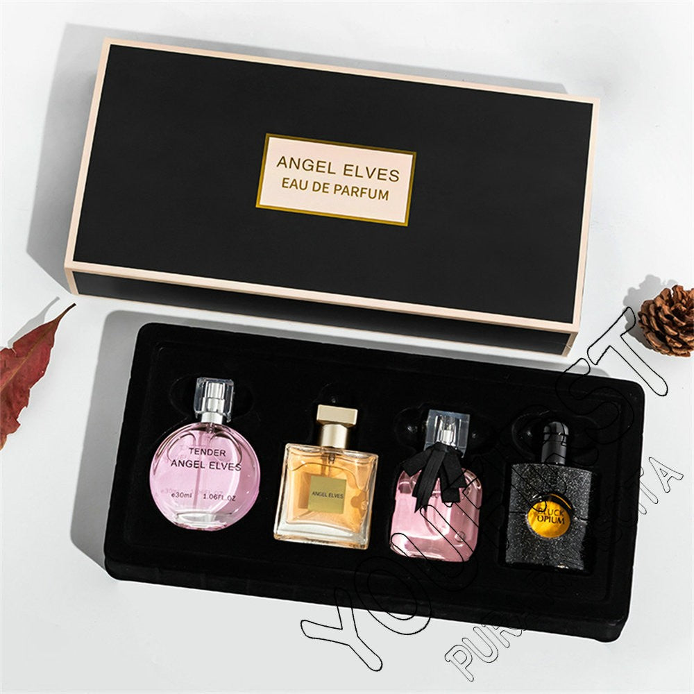 Perfume Feminino de Alta Qualidade 120ml Conjunto de 4 Peças Perfumes Femininos com Caixa de Presente Parfum Femme Spray de Fragrância Duradoura com Aroma Floral Frutado