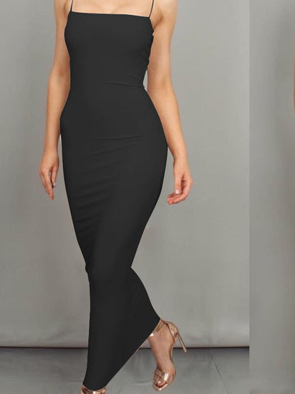 2025 New Spring Summer Women's High Elastic Sleeveless Backless Dress Long Sling