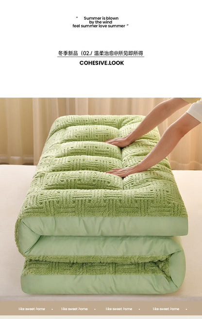 Colchão de Lã Super Macio e Fofo Acolchoado Extra Grosso e Quente para Inverno Queen Size Dobrável para Chão de Camping