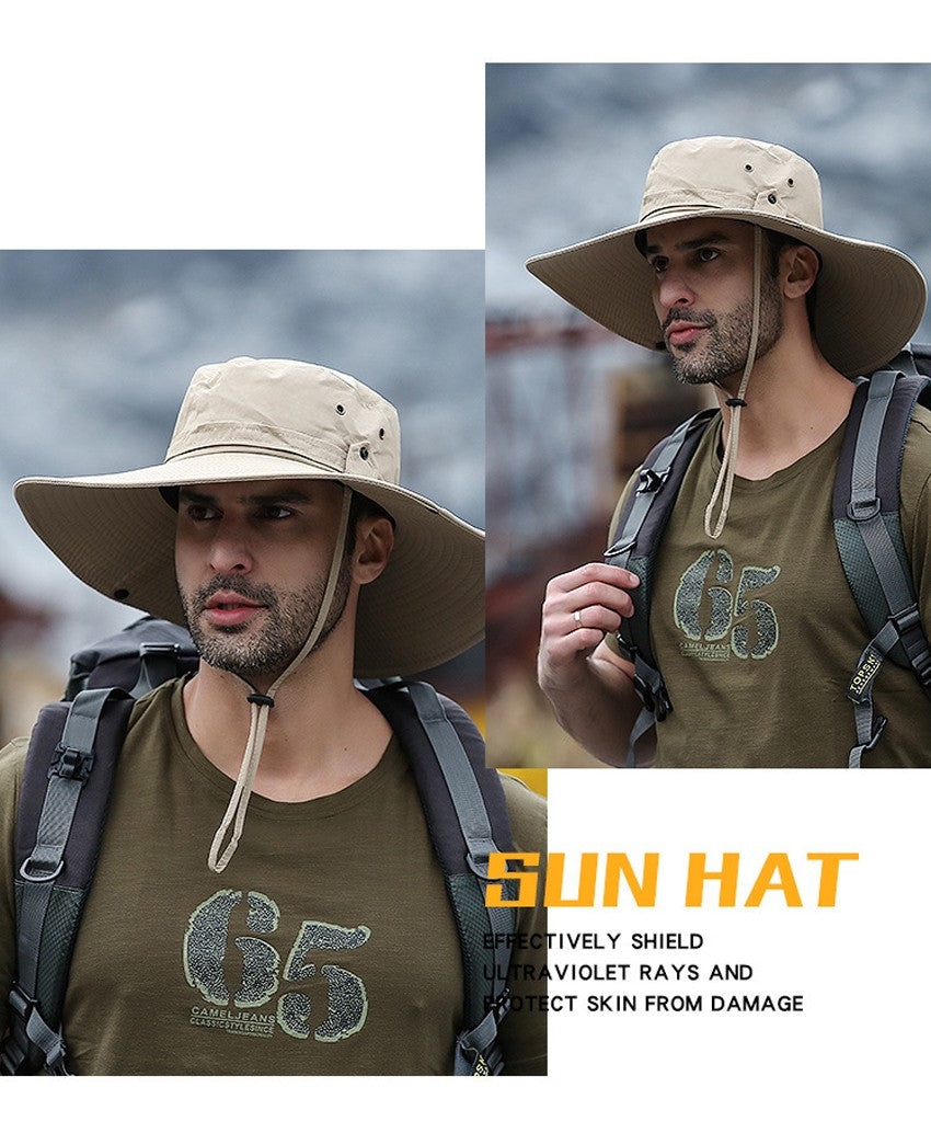 2025 New Fashion Summer Bucket Hat Cowboy Men Outdoor Fishing Hiking Beach Hats Mesh Breathable Anti UV Sun Cap Large Wide Brim