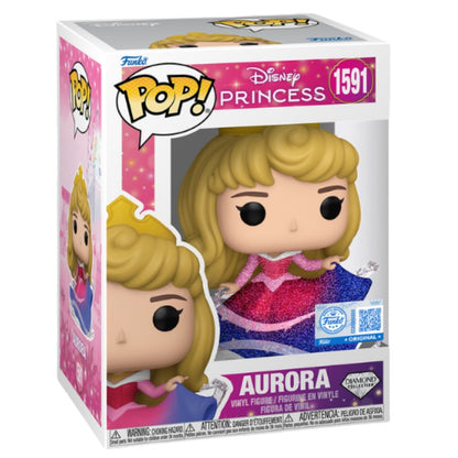 Pop! Disney Princesa Aurora (Diamond) #1591 Boneco de Ação Funko Colecionável Figuras de Vinil Modelo Brinquedos Estátua de Boneca Q Version Presentes