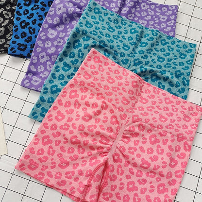 Women's Leopard Print High-Waisted Biker Shorts-Peach Butt-Lifting,Slim-Fit,Quick-Drying,Stretchy for Running,Yoga & Fitness