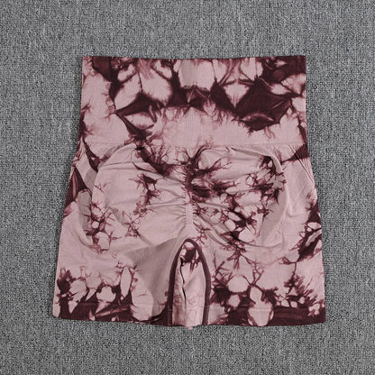 TieDye Sexy Gym Summer Shorts Woman Casual High Waist Outdoors Sport Seamless Shorts Push Up Fitness