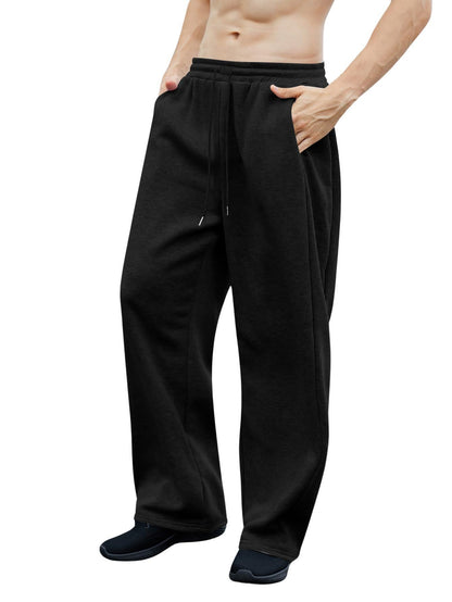European and American men's waist trousers waist drawstring straight wide-leg loose trousers sports trousers pocket men pants