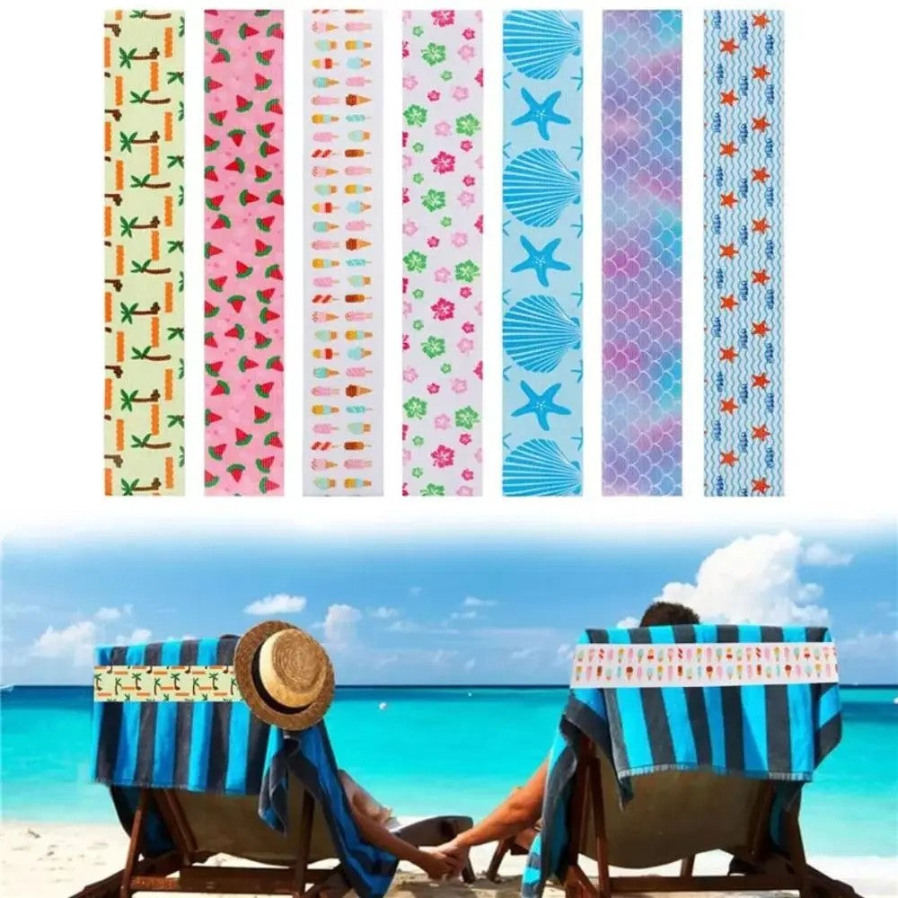 Towel Bands for Beach Chairs Colorful Windproof Beach Towel Straps  Elastic Bed quilt Sheet Storage Belt Durable Cruise Clips