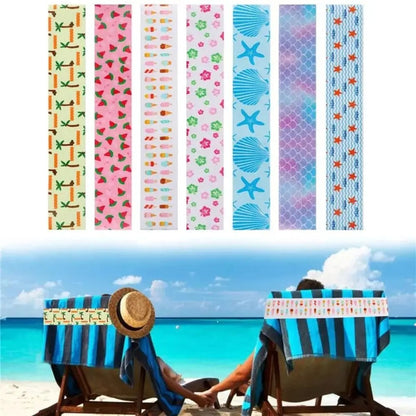 Towel Bands for Beach Chairs Colorful Windproof Beach Towel Straps  Elastic Bed quilt Sheet Storage Belt Durable Cruise Clips