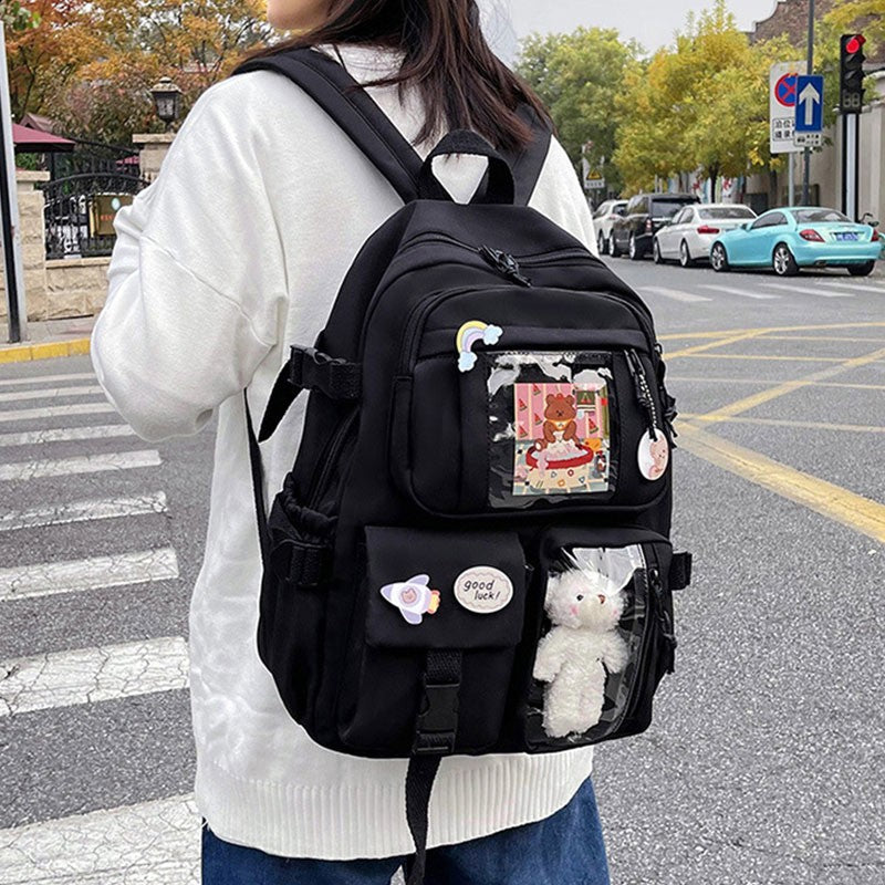 Mochila Feminina Fofa Desenho Animado Moda Adolescente Estudante Mochila Escolar Adorável Bolsa Feminina Mochila Escolar Versátil para Meninas