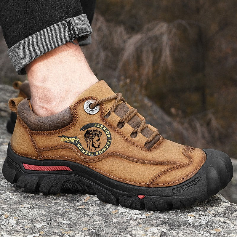 Sapatos Masculinos de Couro Genuíno para Camping, Caminhada, Tênis Esportivo Masculino, Sapatos Casuais de Viagem, Lazer, Caminhada, Escalada