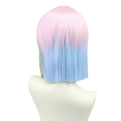 45cm Peruca de Cosplay Lucy Anime Cyberpunk Edgerunners Cosplay Lucyna Kushinada Gradiente Multicolorido Peruca de Cabelo Resistente ao Calor