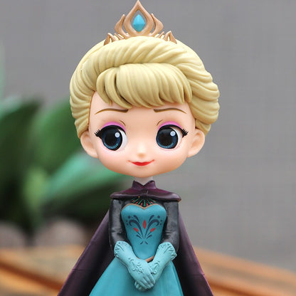 Miniso 14cm Princesas Q Posket Bonecas Elsa Anna Mulan Tinker Bell Elsa Aladdin kawaii Brinquedo para Bolo Decoração Modelo menina presente
