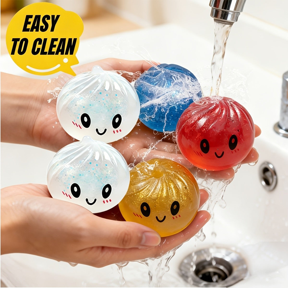 1PC Colorful Simulation Dumpling Squishy Stress Balls with Steamer, Birthday Gifts, Office?Party Gift