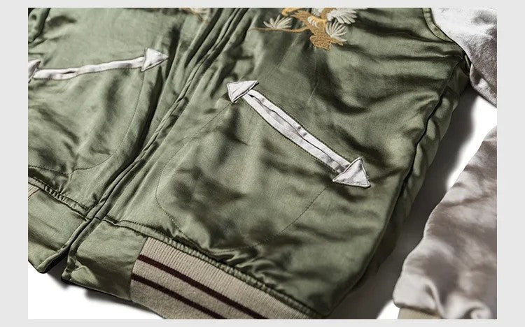 Non Stock Suka Reversible Souvenir Jacket Embroidered Sukajan Baseball Outerwear