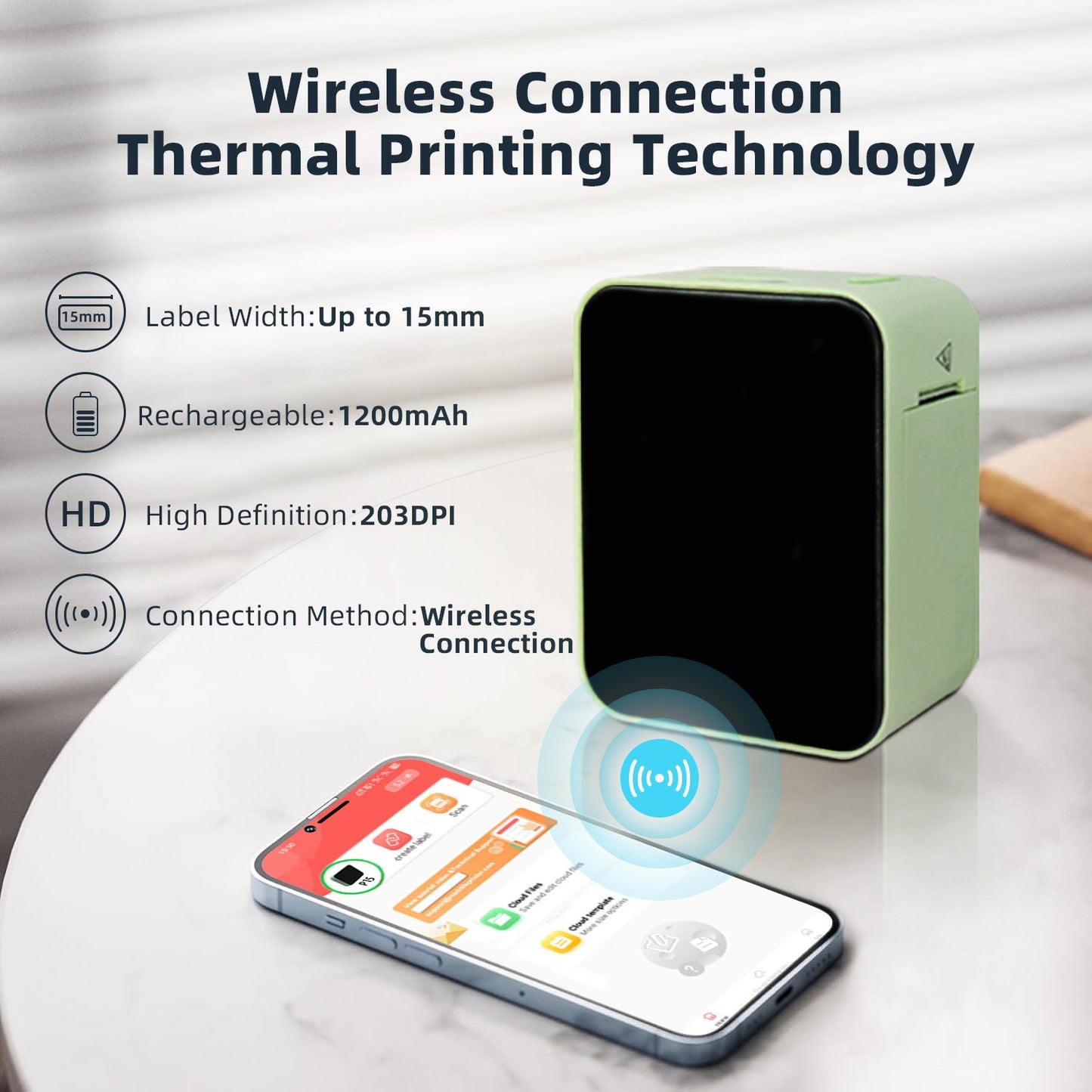 MarkLife P15 Mini Portable Thermal Printer Wireless Bluetooth-compatible Label Tag for Home Office Labeling Sticker Machine