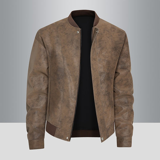 Men'S Motorcycle Jacket - Windproof Thermal Zip-Up Biker Coat with Stand Collar, Full-Zip Closure, Front Pockets - Lightweight N