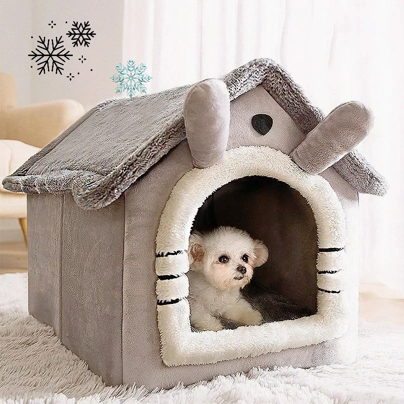Casas de Inverno Dobráveis para Cães de Pequeno a Médio Porte e Gatos, Camas, Cestas para Filhotes em Maternidade, Tapete Macio, Aconchegante e Quente, Abrigo para Animais de Estimação