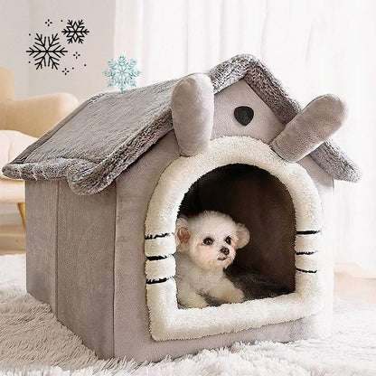 Casas de Inverno Dobráveis para Cães de Pequeno a Médio Porte e Gatos, Camas, Cestas para Filhotes em Maternidade, Tapete Macio, Aconchegante e Quente, Abrigo para Animais de Estimação