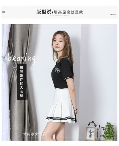 High Waist Women's Skirts Striped Pleated Elastic Waist Female Sweet Mini Dance Plaid Skirt Y2k Korean England Style