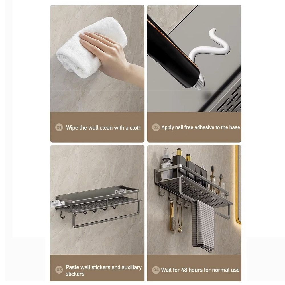 Prateleiras de Canto para Banheiro, Suporte de Alumínio para Shampoo, de Parede, Sem Furar, para Cozinha e Banheiro