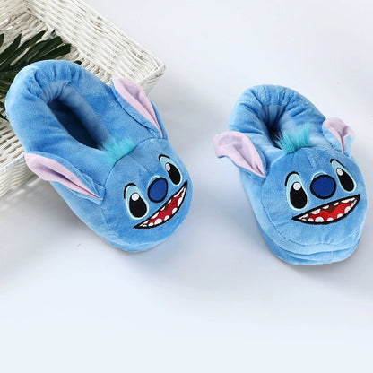Chinelo de Algodão Disney Stitch Anime Desenho Animado Quente de Inverno Para Dentro de Casa Brinquedos Pelúcia Pantufas Feminino Menina Presentes de Natal