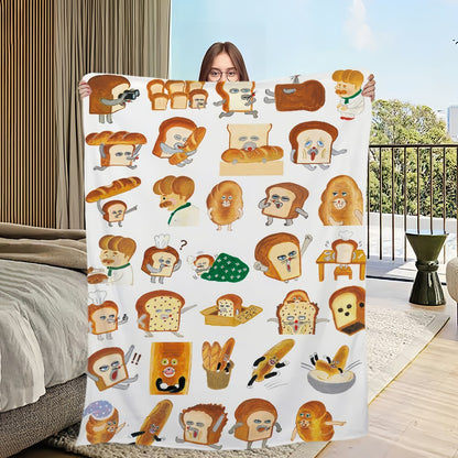 Flannel warm comfort  soft Picture plush Breads Thief blanket for sofa living room office bedroom travel book gift
