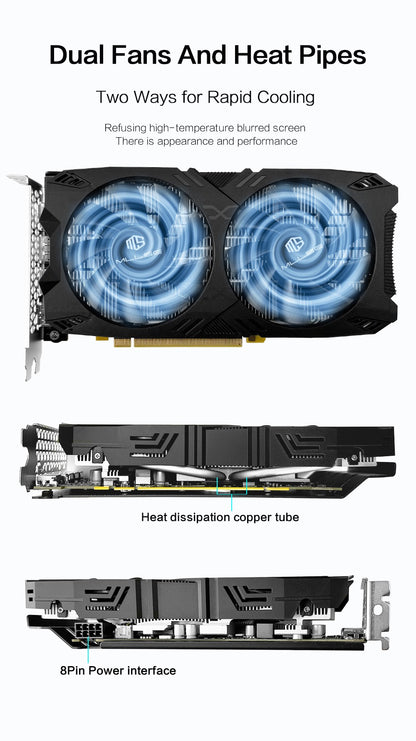 Placa de Vídeo MLLSE RX 5500xt 8gb Gaming 7NM 128bit GDDR6 8 pinos PCI Express 4.0 x 8 1717MHz HDMI*1 DP*3 Desktop