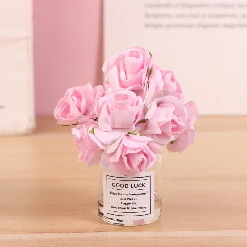 ?M?Car Decoration Ornament Cute Simulation Rose Flower Vase Auto Dashboard Decoration Gadgets For Woman Car Accessories