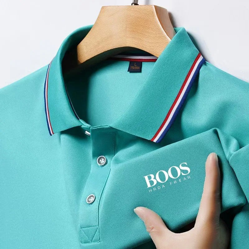Men's New Embroidered Business Casual Short Sleeved Polo Shirt, Fashionable Short Sleeved Comfortable Breathable Top