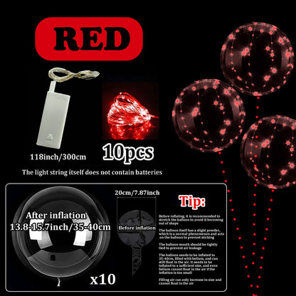 10pcs LED Bobo Balloon (without battery) for wedding proposal decoration, birthday party, outdoor courtyard lighting decoration