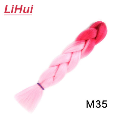 Cabelo Sintético Trança Jumbo 24 Polegadas Ombre Jumbo Extensão de Cabelo para Mulheres Tranças DIY Roxo Rosa Amarelo Cinza Lihu