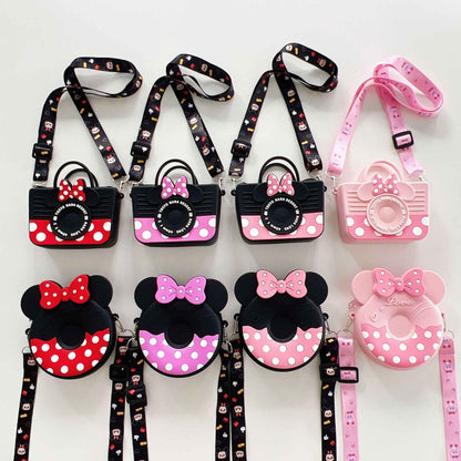 Disney Shoulder Bag Mickey Mouse Cartoon Anime Minnie Mickey Silicone Pocket Pack Crossbody Coin Bag Children's Backpack Gifts