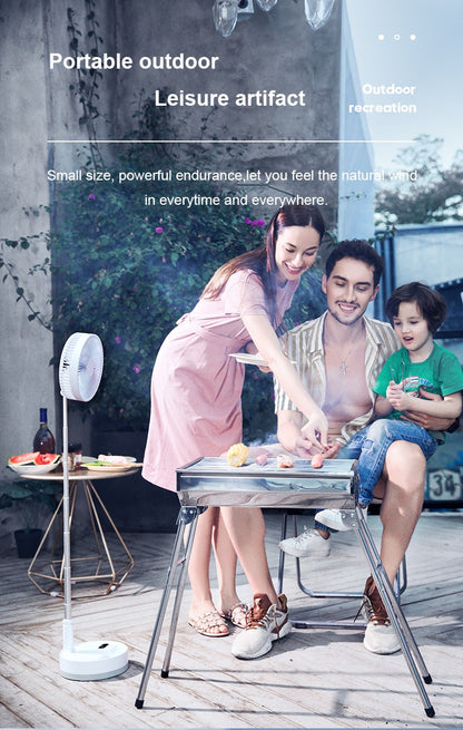 P10 10800mAh Folding Portable Fan USB Remote Control Air Cooler Silent Rechargeable Wireless Floor Standing Fan for Camping Desk