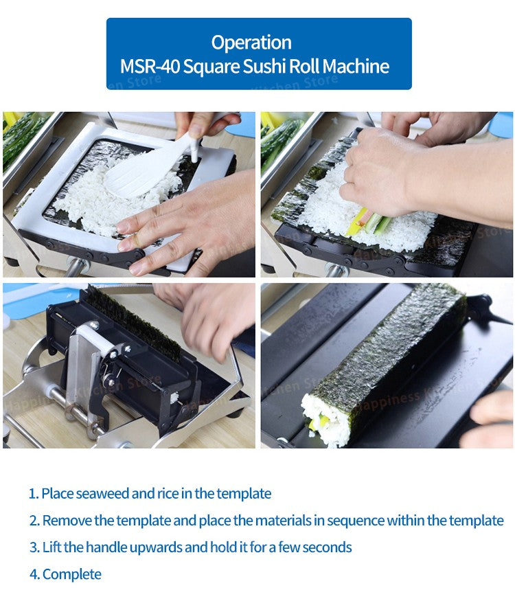 Máquina Comercial para Fazer Sushi em Rolo Kit Profissional para Fazer Sushi Utensílios de Sushi Redondo/Quadrado