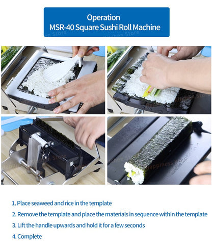 Máquina Comercial para Fazer Sushi em Rolo Kit Profissional para Fazer Sushi Utensílios de Sushi Redondo/Quadrado
