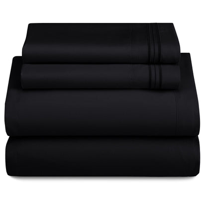 4-piece set of solid-colored bed sheets - 1801 series fashionable and comfortable bedding set