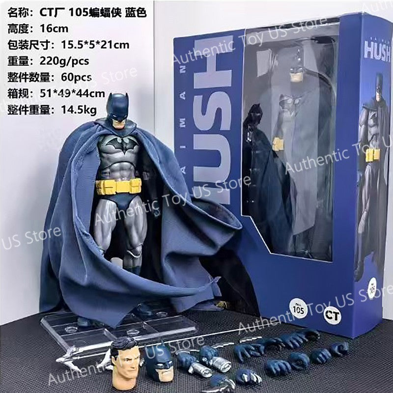 Novos brinquedos CT Batman Hush Versão Azul Mafex 105 Bat Man Versão Preta Dc Anime Action Figure Estatueta Modelo Estátua Presentes Brinquedos