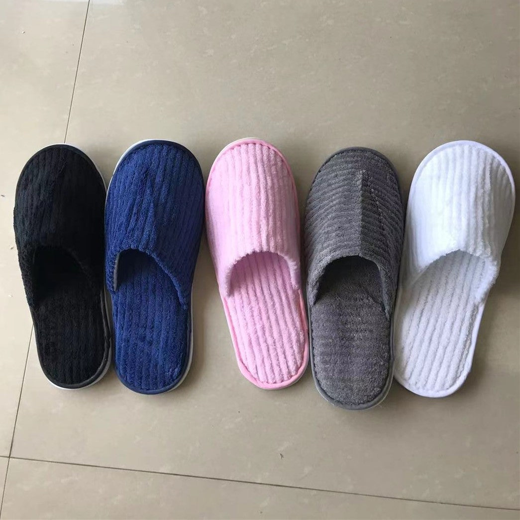 5 Pairs/Lot Mix Colors Men Women Disposable Hotel Slippers Cotton Slides Home Travel SPA Slipper Hospitality Cheap Footwear