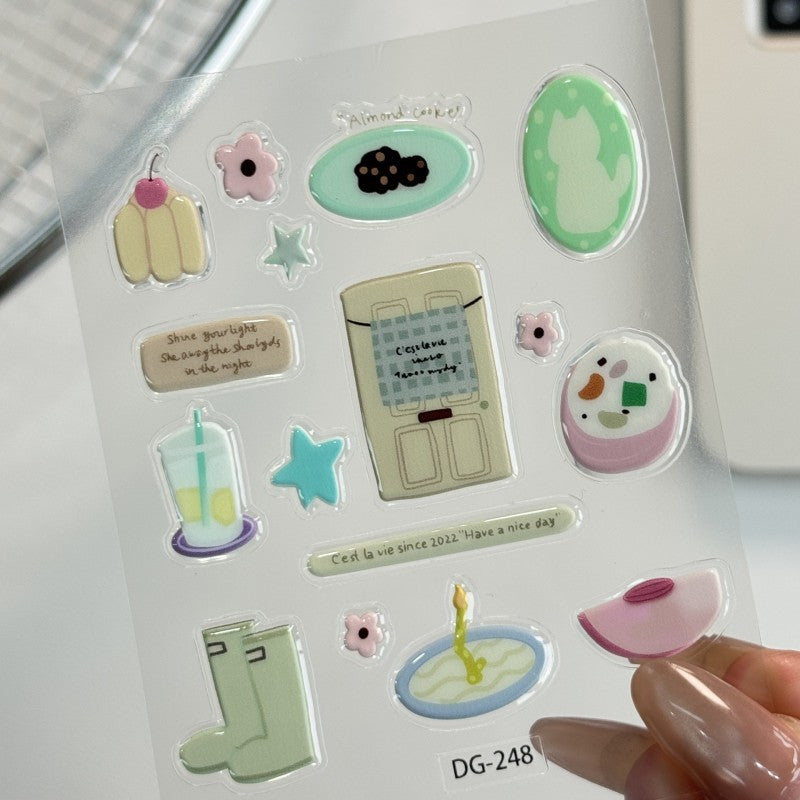 Korean INS-style Jelly Stickers Cute 3D Relief Decal Decorative Kawaii Stickers Mobile Phone Case DIY PC Waterproof Decals