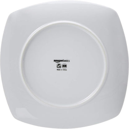 Amazon Basics 18 Piece Kitchen Dinnerware Set - Square Plates, Bowls, Service for 6 - Modern Beams