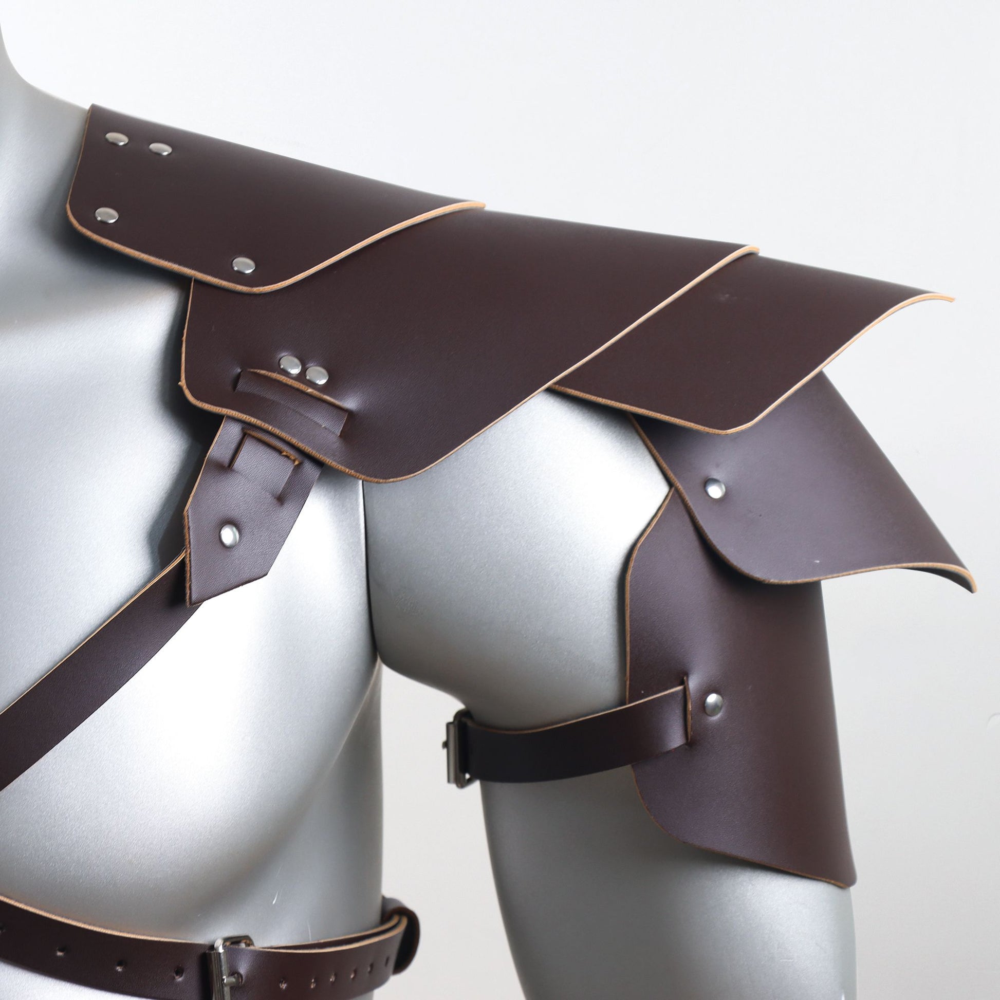 Medieval Viking Armor Leather Shoulder Harness Renaissance Style Cosplay Accessory, Adjustable Straps, Cool and Handsome Theme