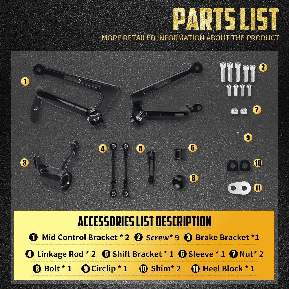 Kit de Controle Central para Motocicleta, Conjunto de Alavancas de Câmbio e Freio para Harley Touring Road King Electra Street Glide FLH 2009-2025